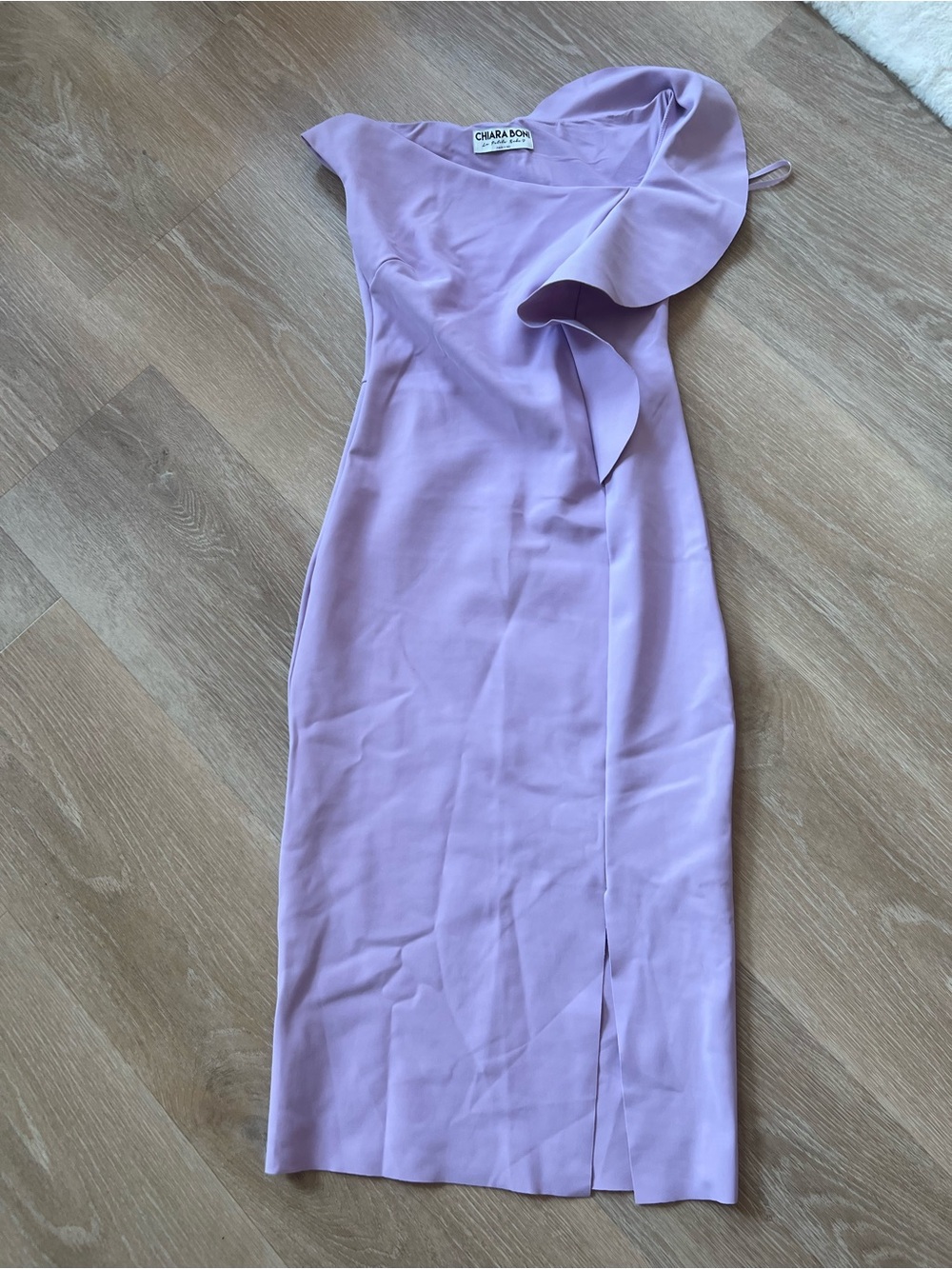 Chiara Boni Lilac One-Shoulder Midi Dress with Ruffle